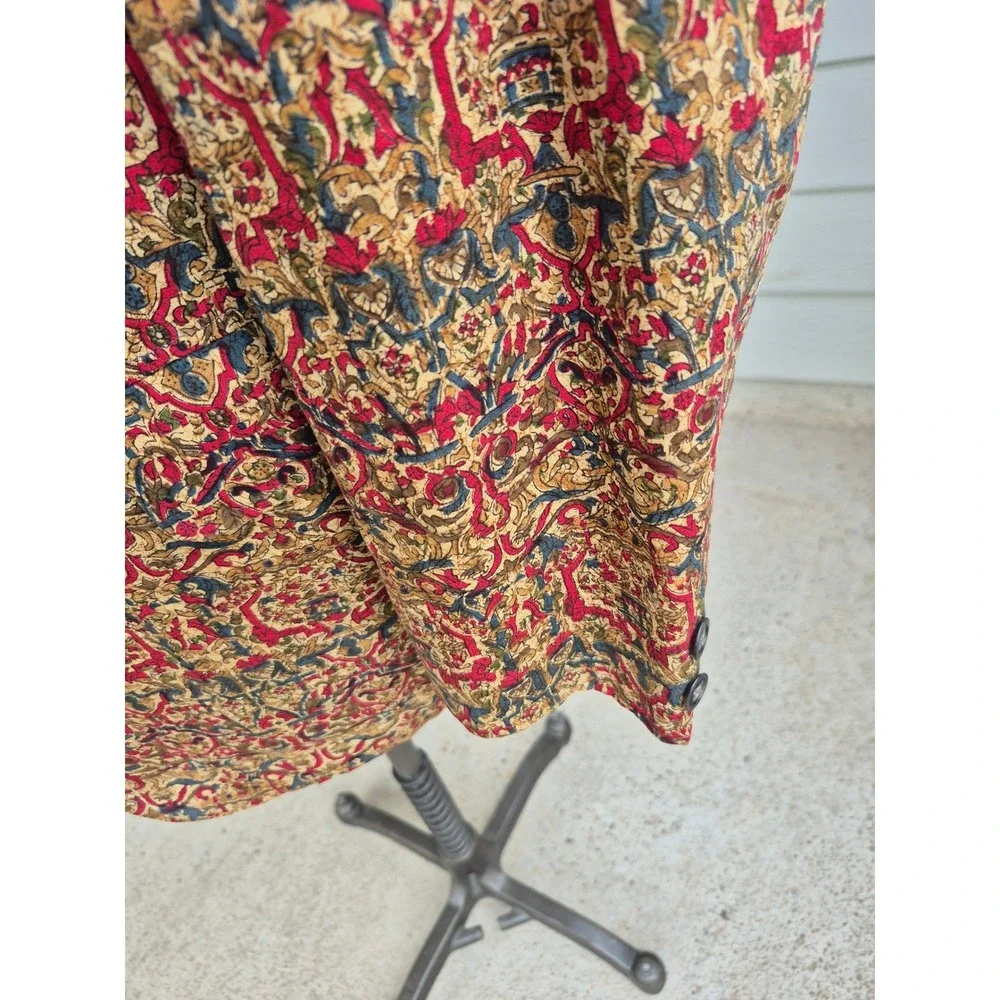 Vintage Massey's Charka Batik Blazer Mens Handwoven Tan Red Gold Sport Coat 43 R